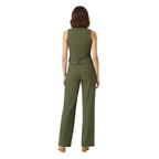 Women’s Sleeveless V-Neck Waistcoat and High Waist Wide Leg Trouser Set 2