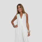 Women’s Sleeveless V Neck Jersey Maxi Dress 0