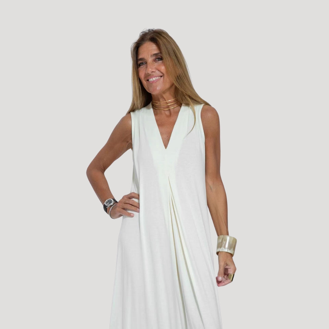 Women’s Sleeveless V Neck Jersey Maxi Dress 0