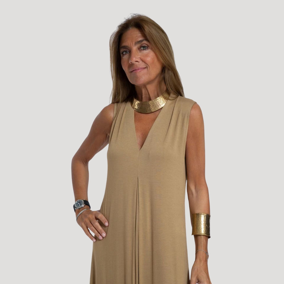 Women’s Sleeveless V Neck Jersey Maxi Dress 4