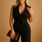 Women’s Sleeveless Wrap Jumpsuit with Waist Tie 4