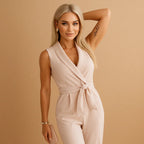 Women’s Sleeveless Wrap Jumpsuit with Waist Tie 6