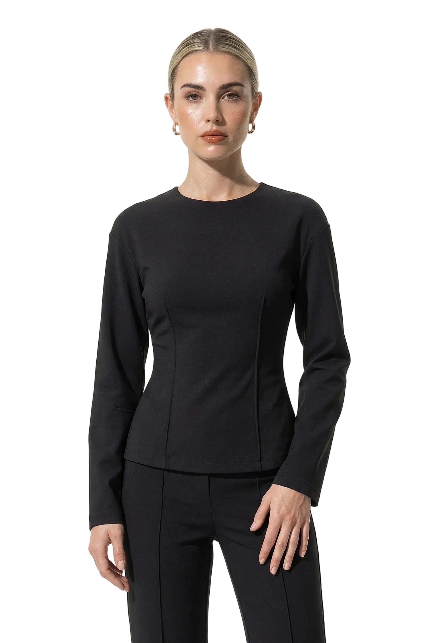 Women’s Slim-Fit Long Sleeve Top and Wide-Leg Trousers Co-Ord Set, Two Piece Set 0
