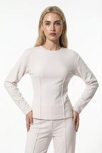 Women’s Slim-Fit Long Sleeve Top and Wide-Leg Trousers Co-Ord Set, Two Piece Set 4