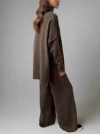 Women’s Soft Knit Lounge Set with Relaxed Top and Wide-Leg Pants 7