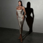 Women’s Spaghetti Strap Midi Dress with Sequin Detail 4