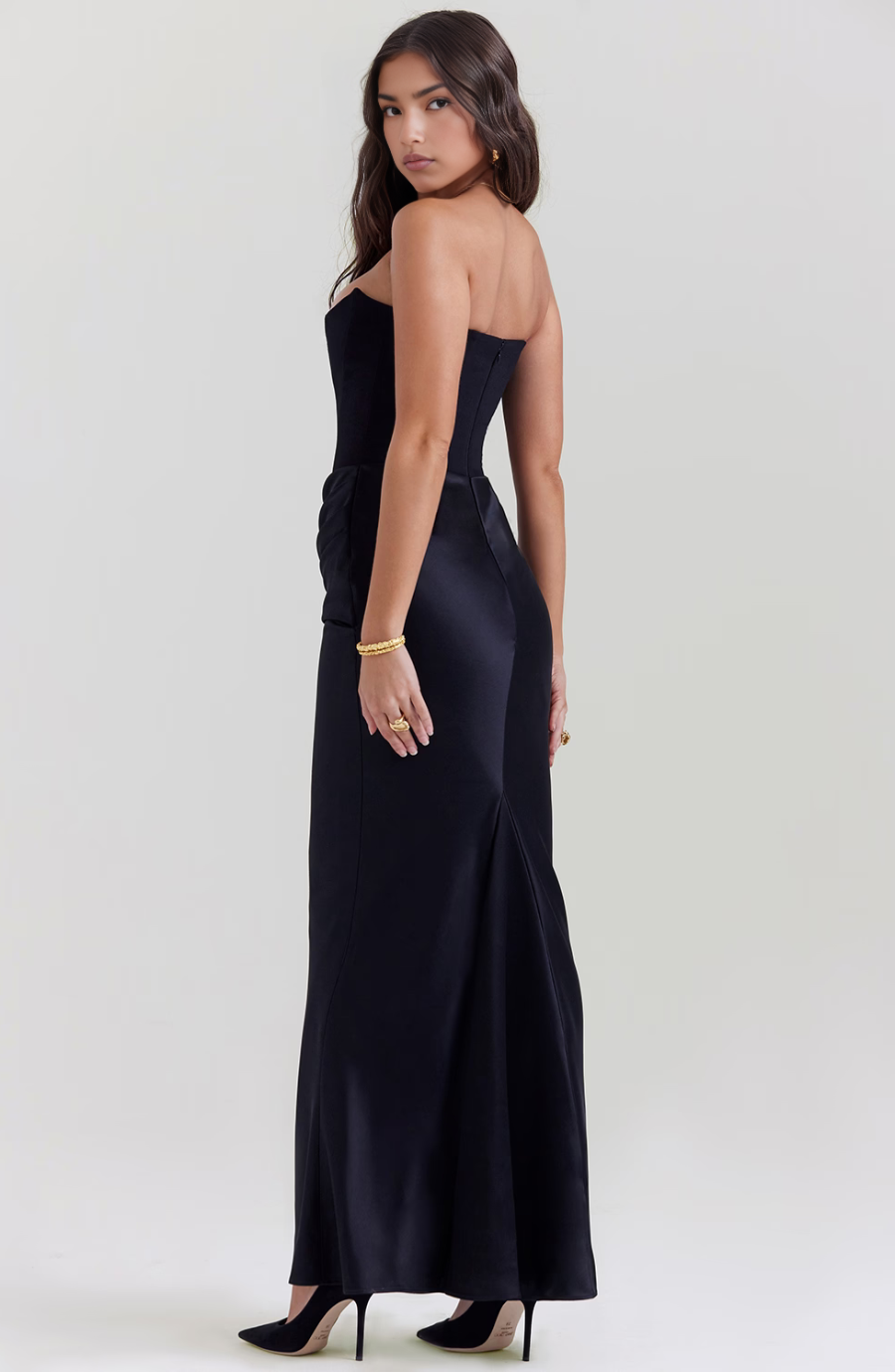 Women’s Strapless Corset Maxi Dress with Fitted Bodice and Floor-Length Skirt 2