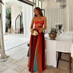 Women’s Strapless Maxi Dress with Front Knot Detail in White 0