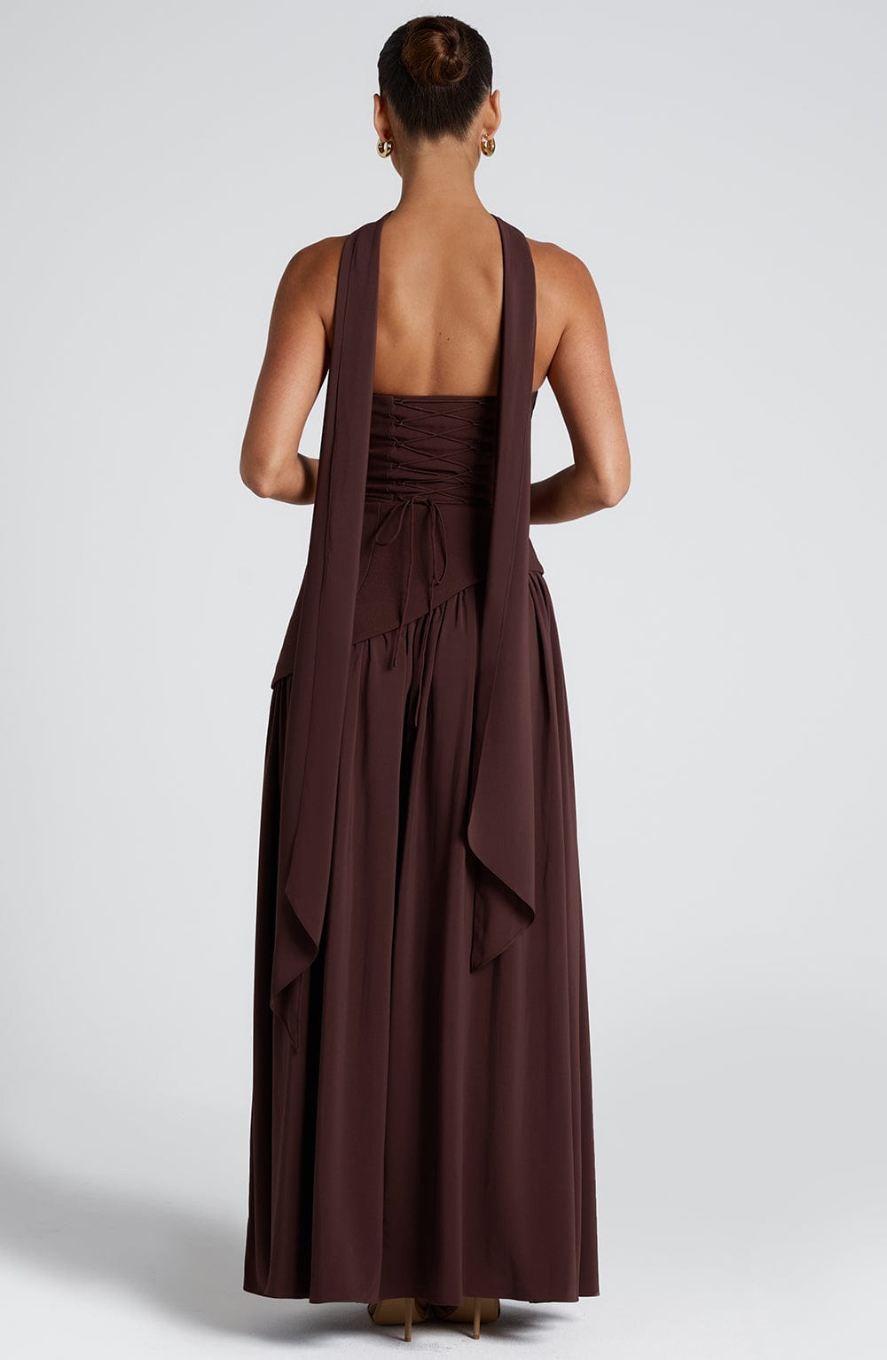 Women’s Strapless Maxi Dress with High Slit and Asymmetric Waistline 6