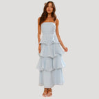 Women’s Strapless Maxi Dress with Ruffle Layers for Summer 7