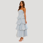 Women’s Strapless Maxi Dress with Ruffle Layers for Summer 8