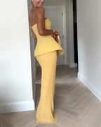 Women’s Strapless Maxi Dress with Textured Skirt 4