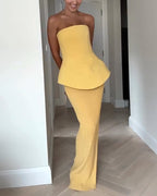 Women’s Strapless Maxi Dress with Textured Skirt 5