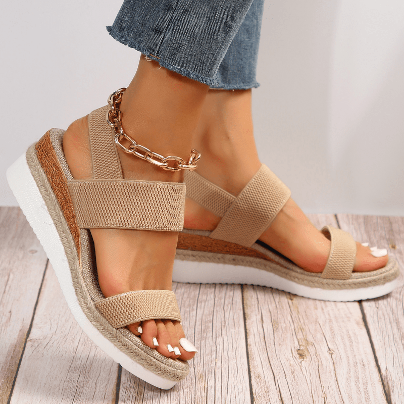 Women’s Stretch Strap Platform Sandals with Cushioned Sole 0