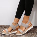 Women’s Stretch Strap Platform Sandals with Cushioned Sole 9