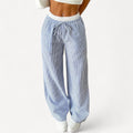 Women’s Striped Drawstring Lounge Pants with Side Pockets 0