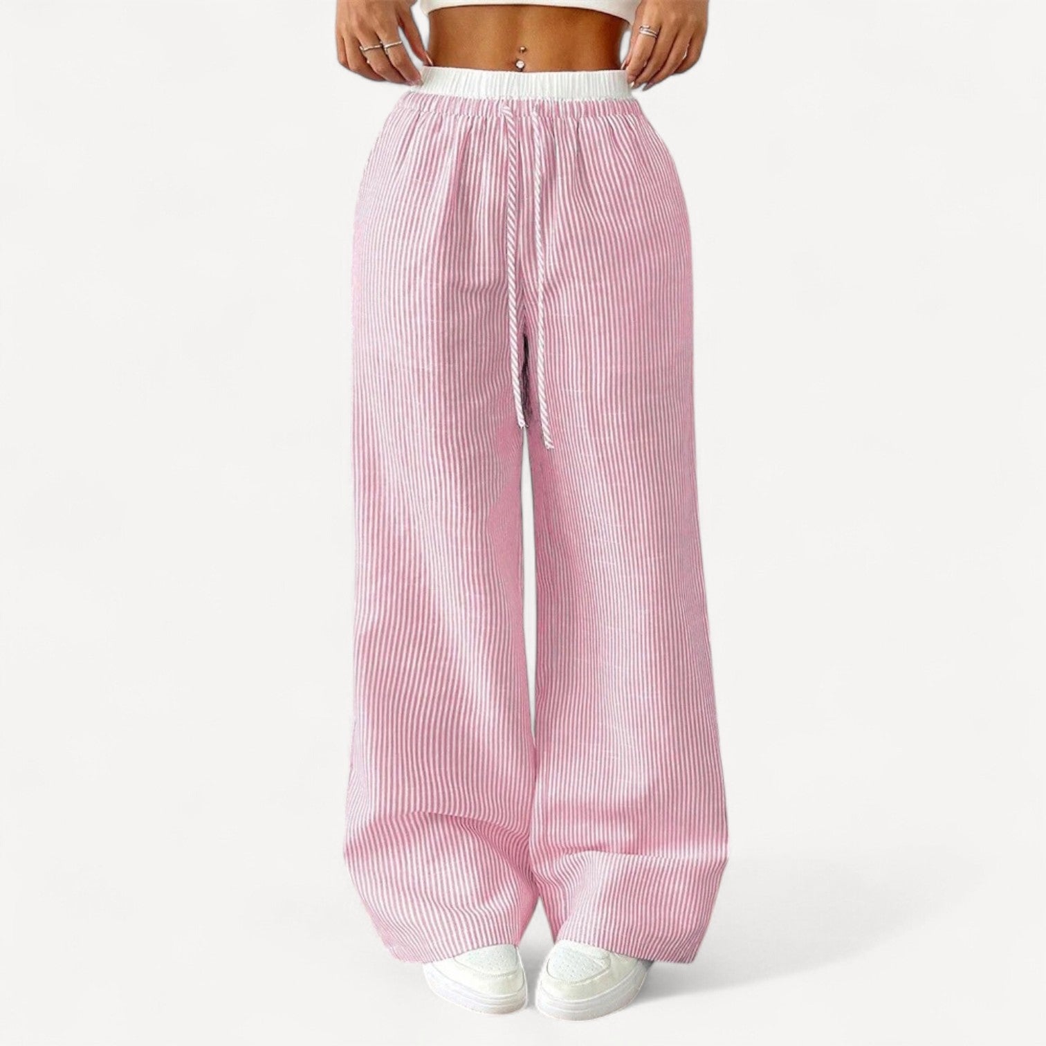 Women’s Striped Drawstring Lounge Pants with Side Pockets 3