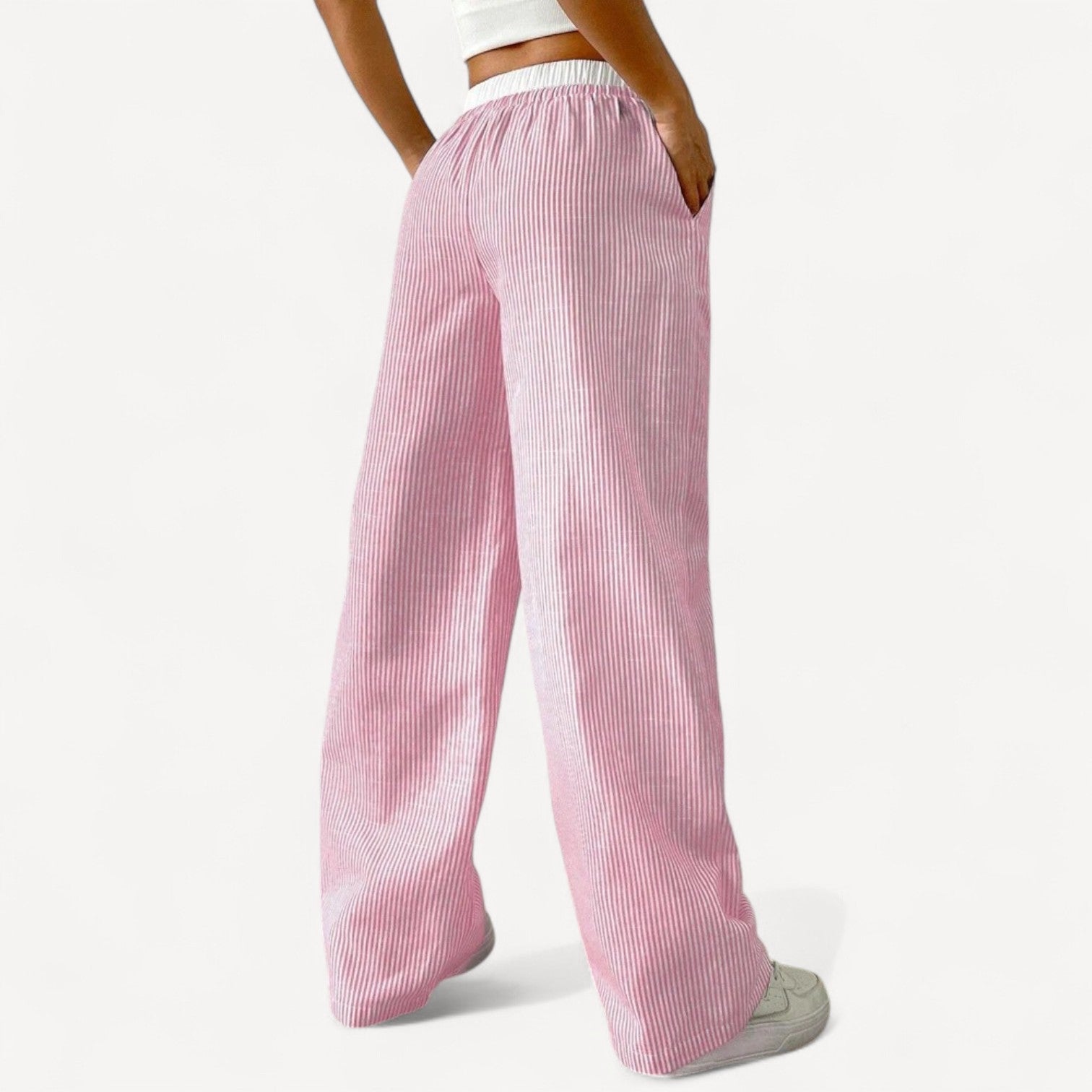 Women’s Striped Drawstring Lounge Pants with Side Pockets 5