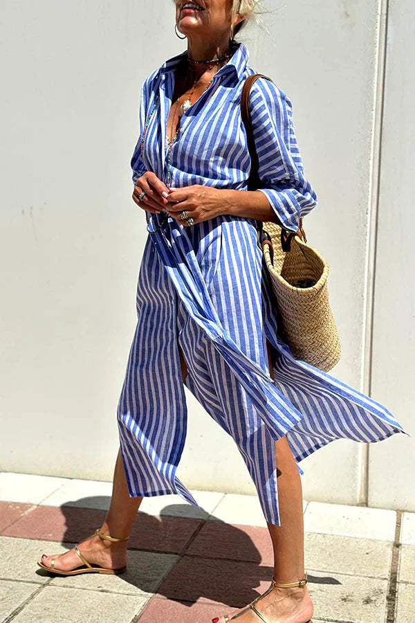 Women’s Striped Shirt Dress with Relaxed Fit for Summer 1