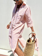 Women’s Striped Shirt Dress with Relaxed Fit for Summer 3