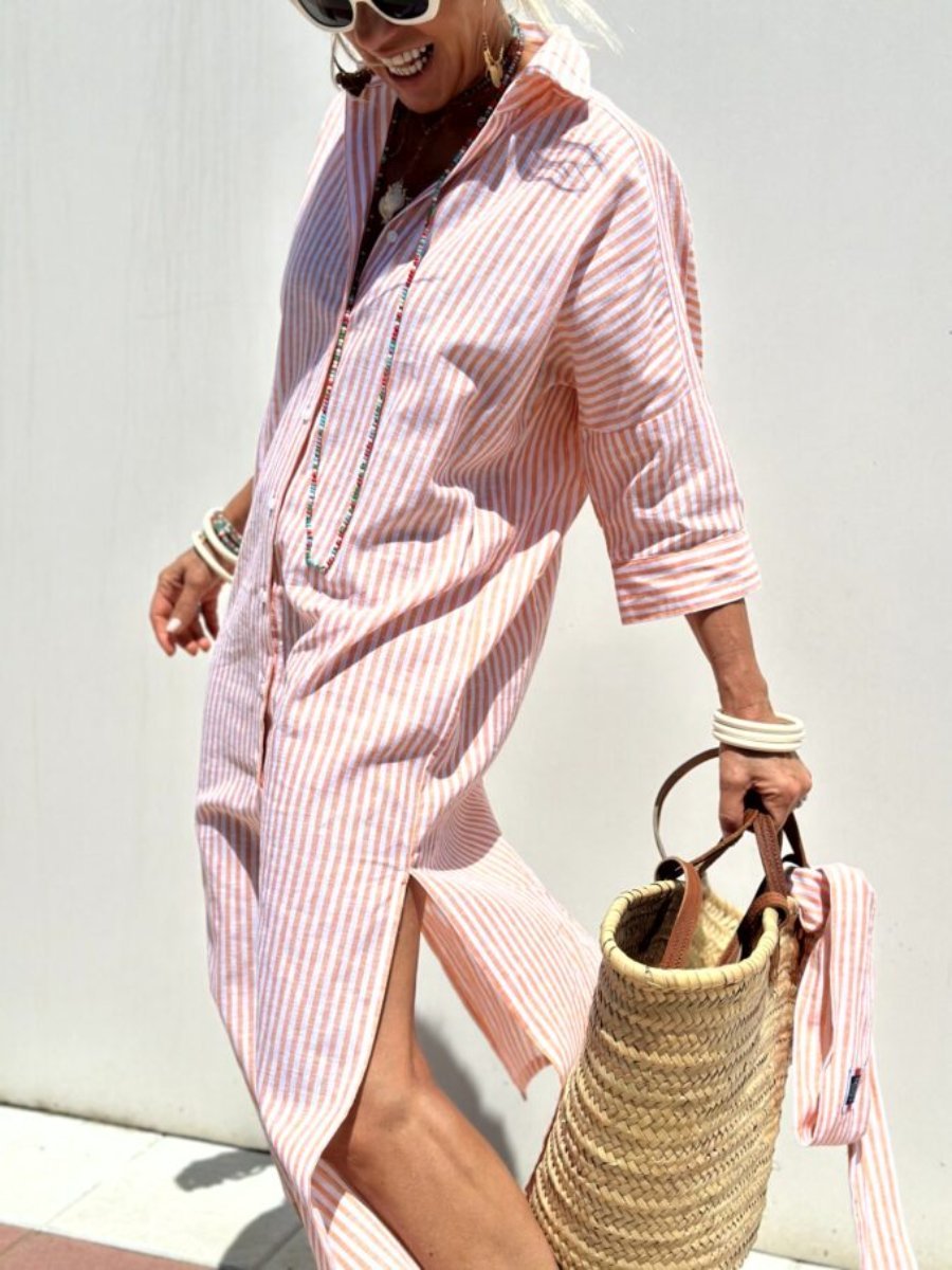 Women’s Striped Shirt Dress with Relaxed Fit for Summer 3