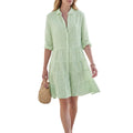 Women’s Tiered Shirtdress with Collared V-Neck and Button Closure 0