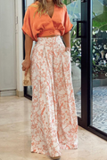 Women’s Two Piece Set Co Ord with V-Neck Crop Top and Wide Leg Pants 0
