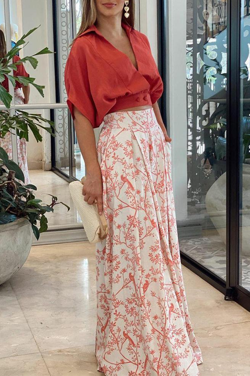 Women’s Two Piece Set Co Ord with V-Neck Crop Top and Wide Leg Pants 2