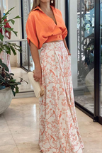 Women’s Two Piece Set Co Ord with V-Neck Crop Top and Wide Leg Pants 3