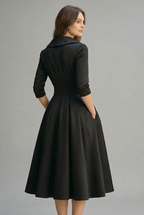 Women’s Wrap Midi Dress with Flared Skirt and Three-Quarter Sleeves 2