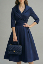 Women’s Wrap Midi Dress with Flared Skirt and Three-Quarter Sleeves 5
