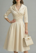 Women’s Wrap Midi Dress with Flared Skirt and Three-Quarter Sleeves 9