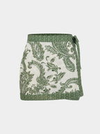 Women’s Wrap Mini Skirt with Paisley Print and Side Tie 1