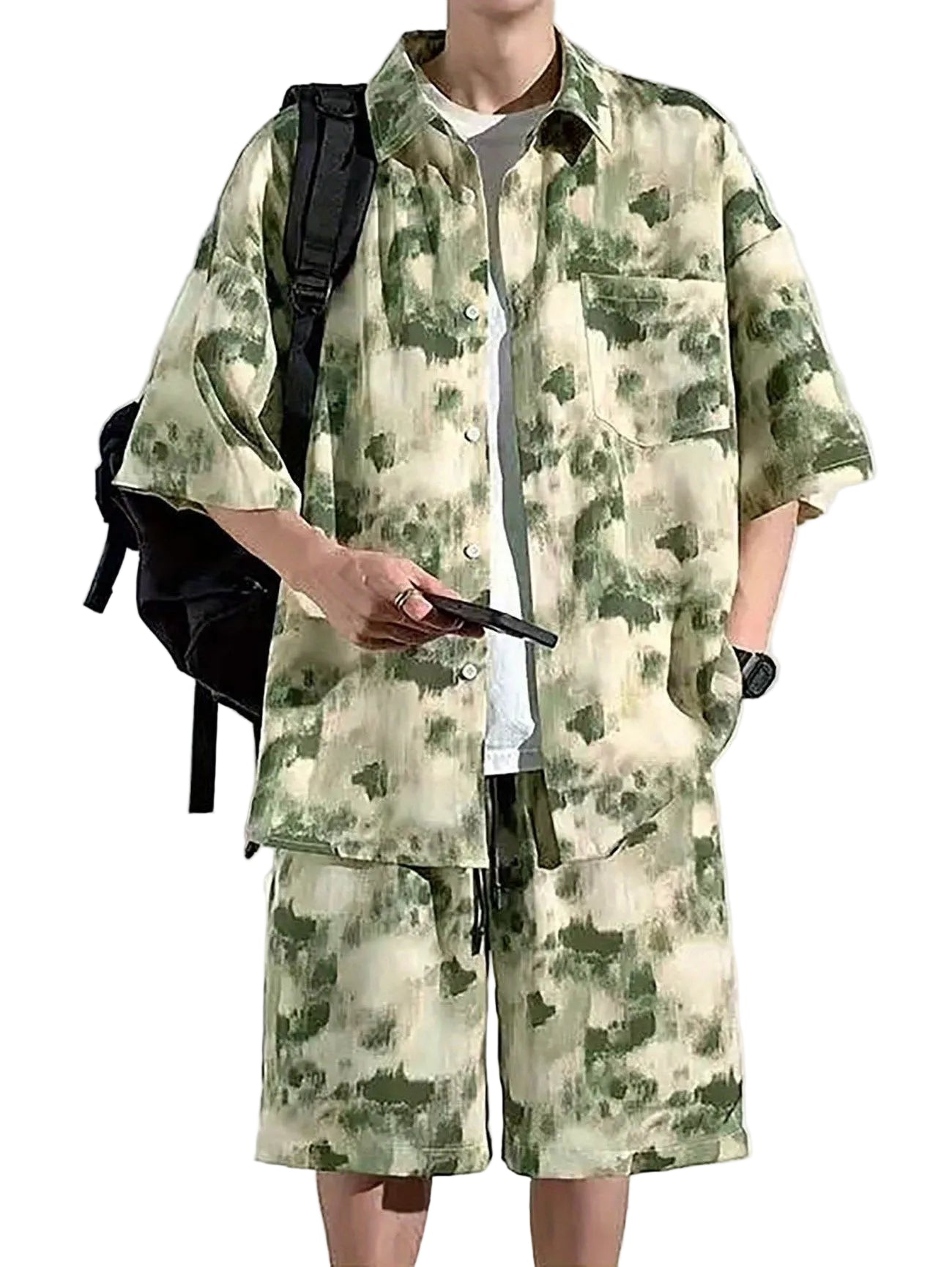 Men’s Abstract Print Two-Piece Set