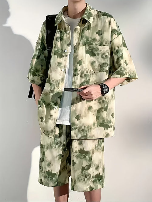 Men’s Abstract Print Two-Piece Set