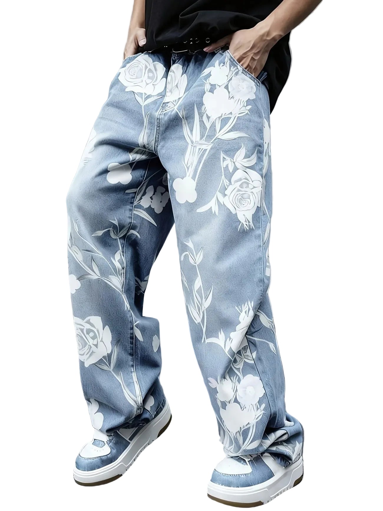 Men’s Floral Print Wide-Leg Pants