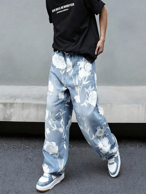 Men’s Floral Print Wide-Leg Pants