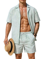 Men’s Leaf Print Two-Piece Set