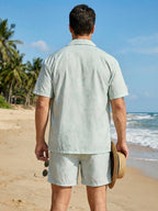 Men’s Leaf Print Two-Piece Set