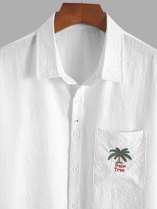 Men’s Palm Tree Embroidered Two-Piece Set