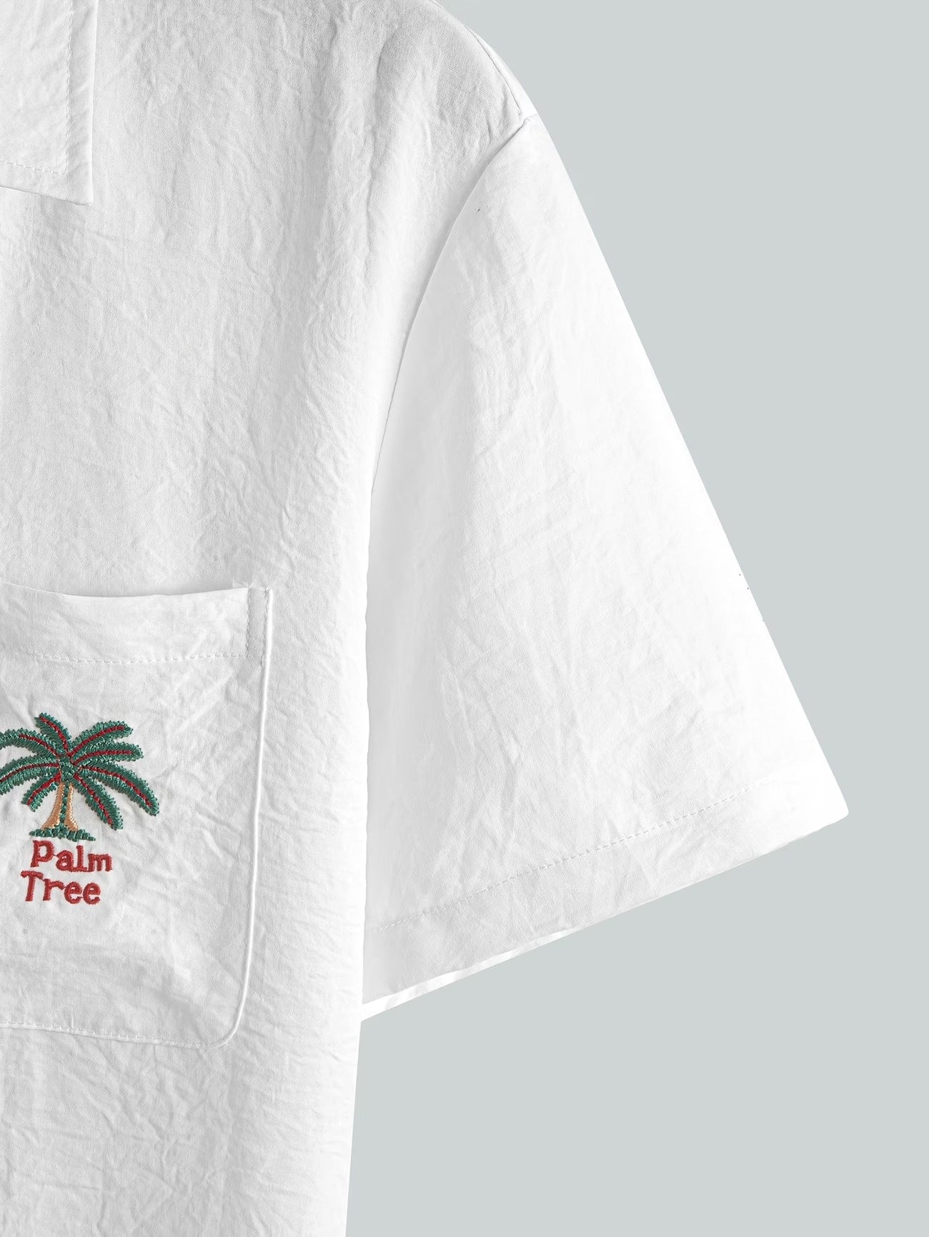 Men’s Palm Tree Embroidered Two-Piece Set