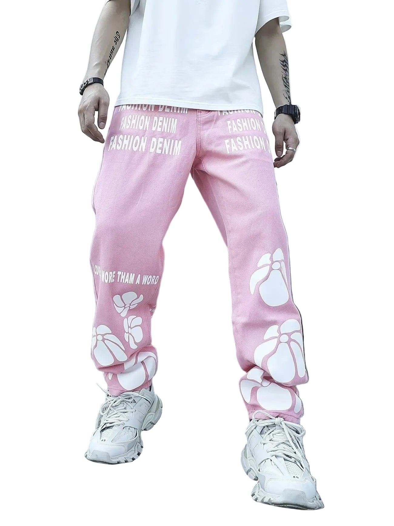Men’s Straight-Leg Pants with Graphic Print