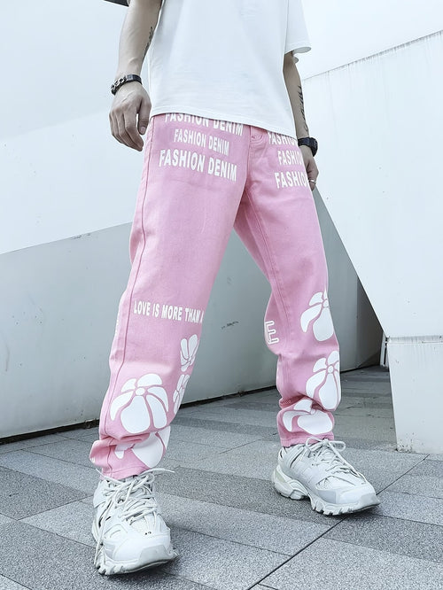 Men’s Straight-Leg Pants with Graphic Print