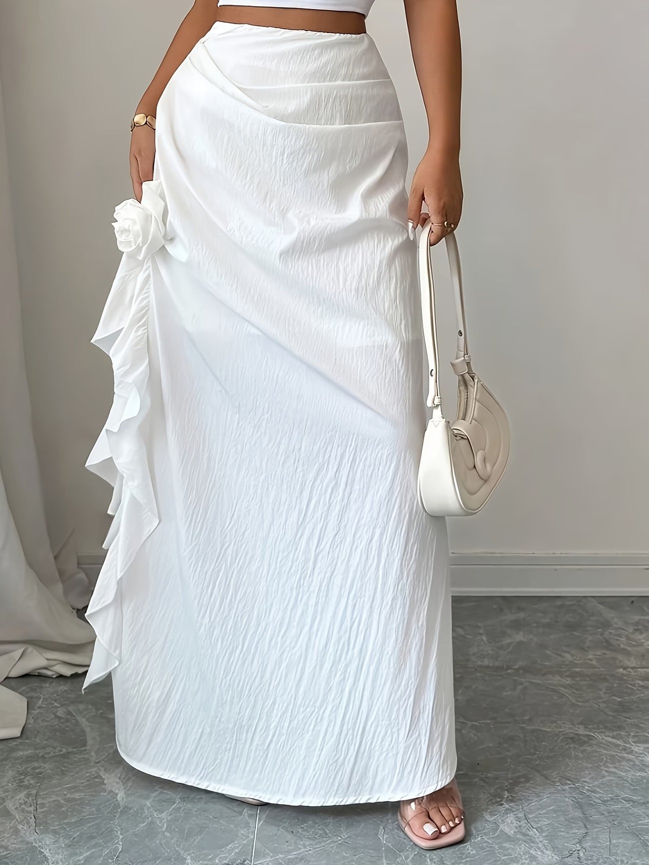 Women’s High-Rise Maxi Skirt with Side Slit