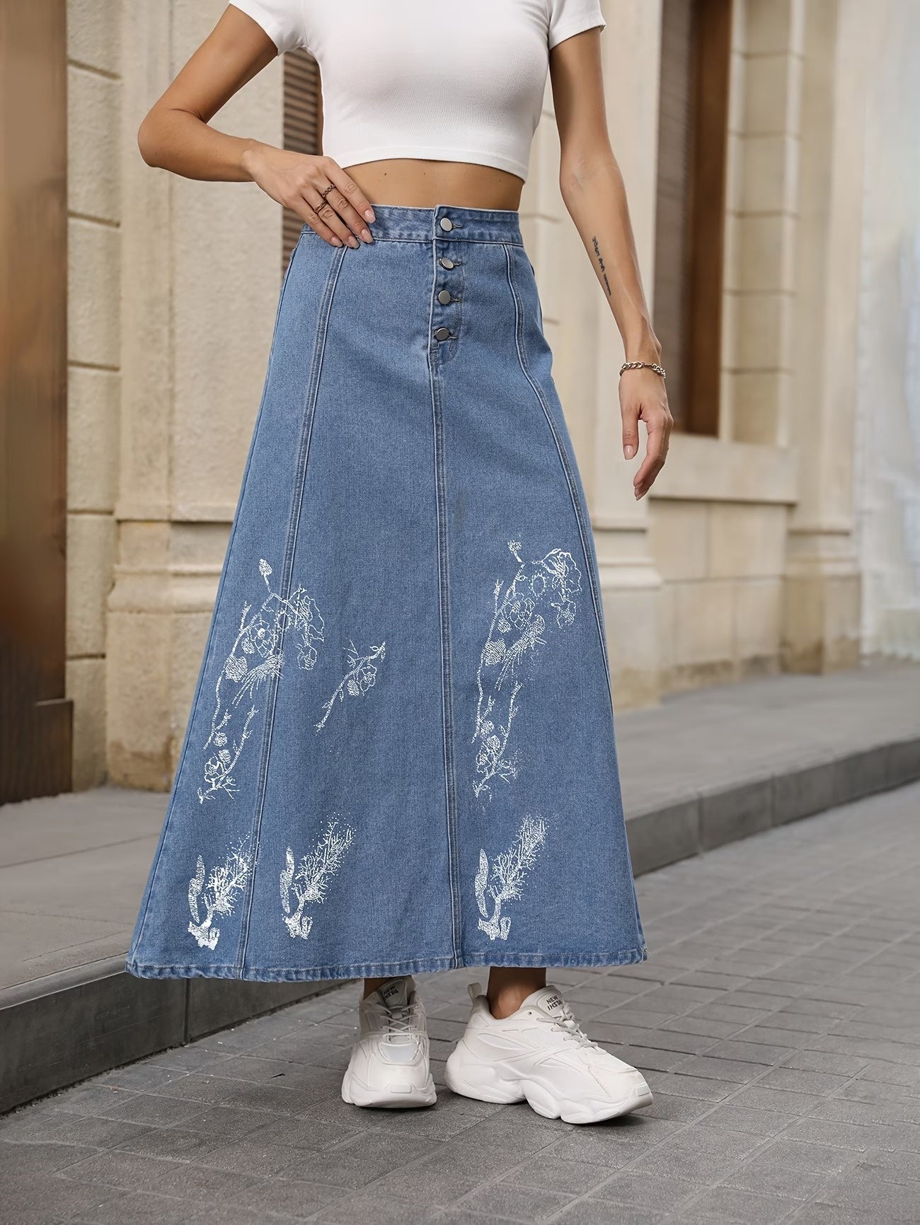 Women’s Maxi Skirt with Button Front