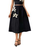 Women’s Midi Skirt with Floral Accent