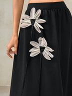 Women’s Midi Skirt with Floral Accent