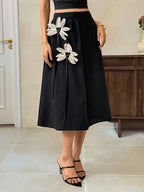 Women’s Midi Skirt with Floral Accent