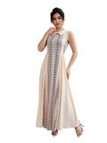 Women’s Sleeveless Maxi Dress with Geometric Panel