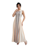 Women’s Sleeveless Maxi Dress with Geometric Panel